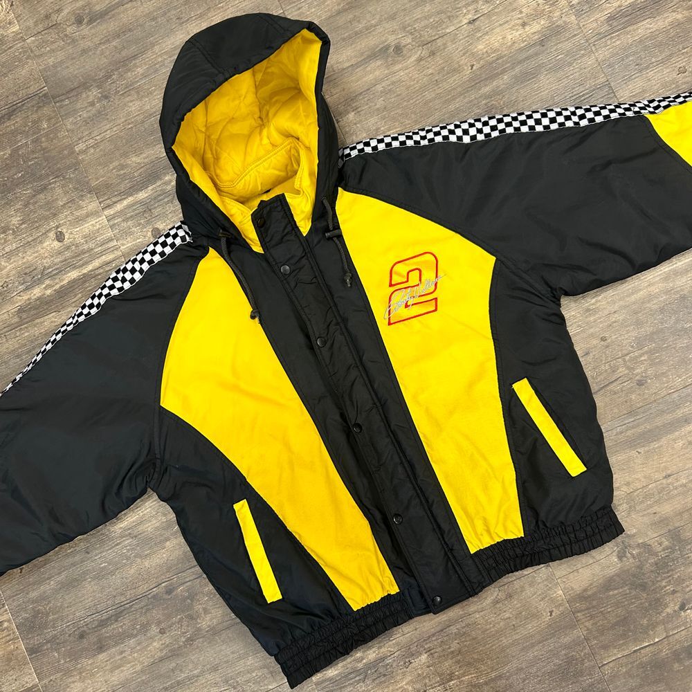Vintage Rusty Wallace #2‎ Hooded Jacket Raceday by Turbo Men Size XL Checkered